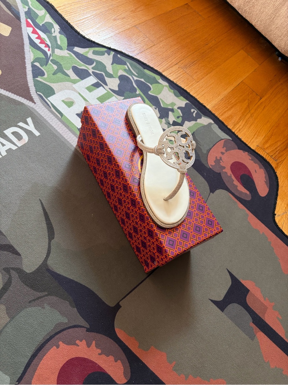 Tory Burch Gold Logo Thong Sandals